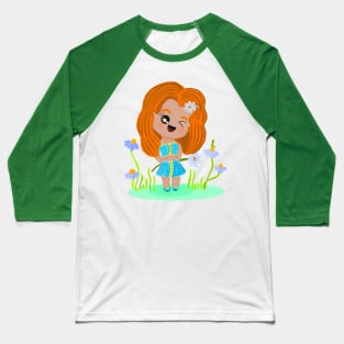 Girl with flowers Baseball T-Shirt